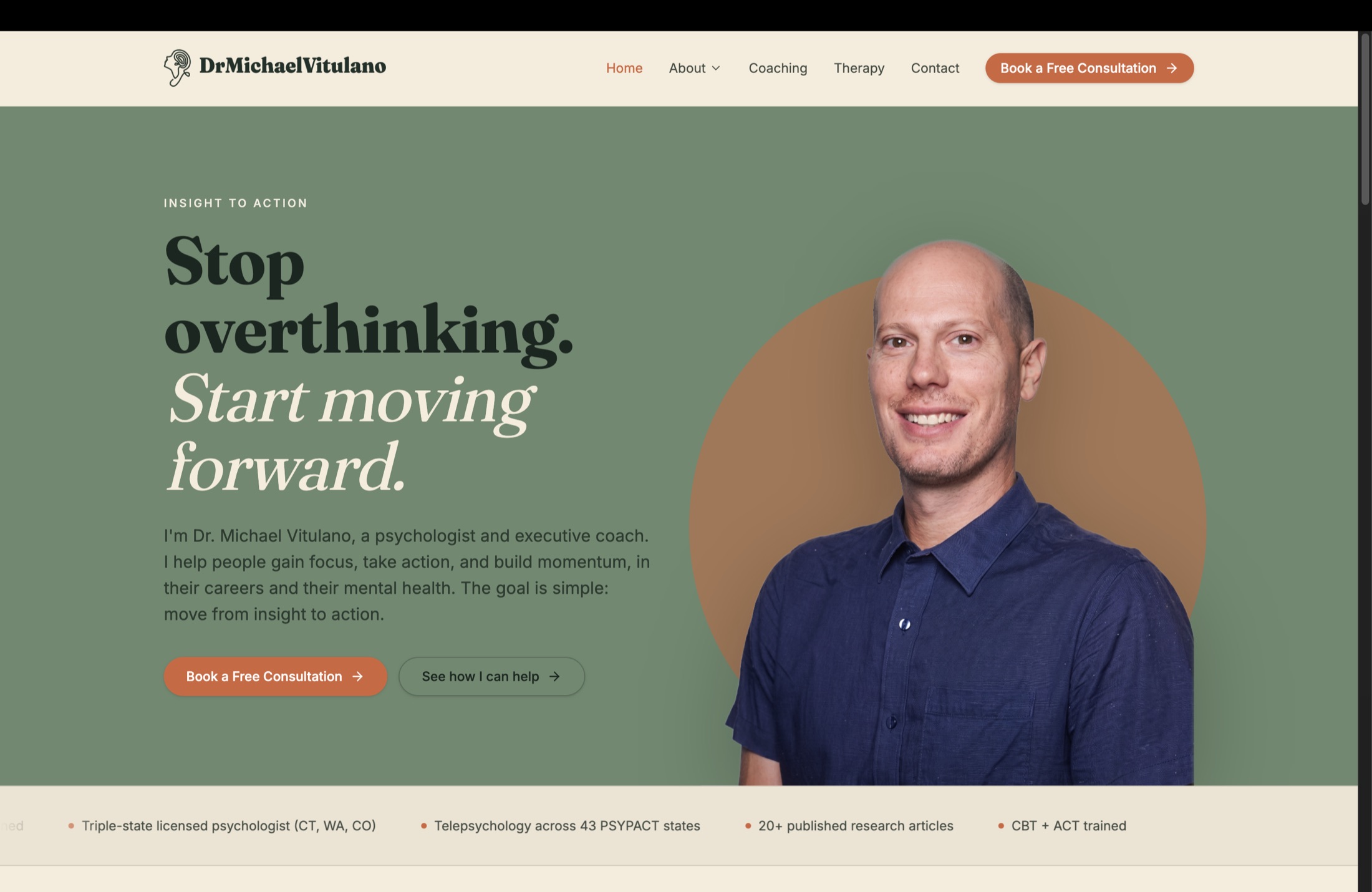 Dr Michael Vitulano, a Catalyst Creatives growth marketing and design project. Clients now arriving through ChatGPT.