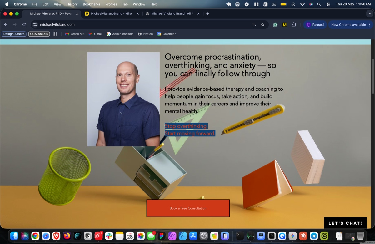 The old Wix homepage, with body copy running across a stock 3D desk photograph