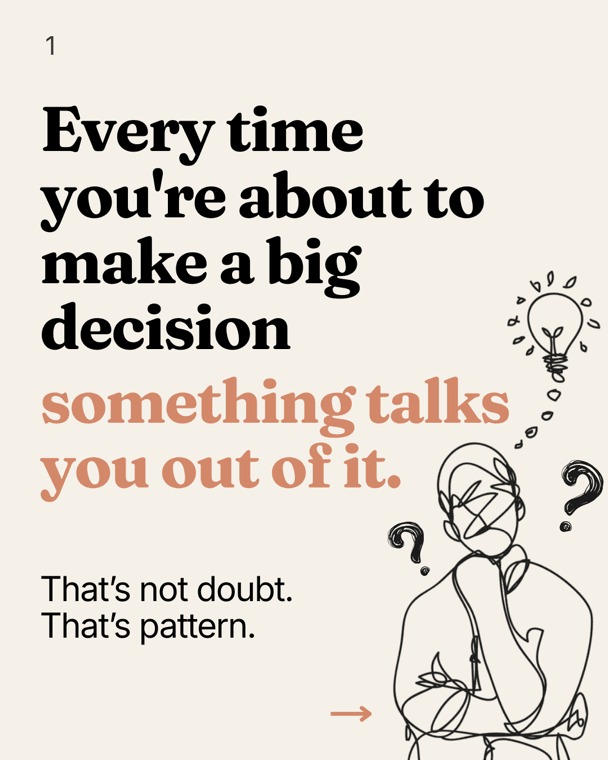 Instagram carousel slide 1 of 10, on decision-making patterns