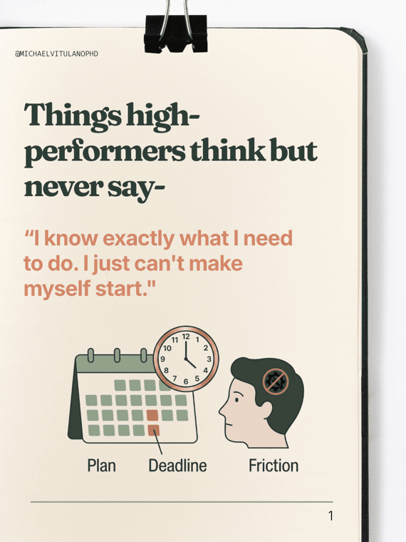 Instagram carousel slide 1 of 5, on what high performers think but never say